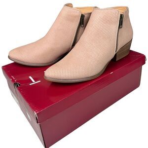 Esprit Womens Ankle Booties Tara Textured Perforated Zipper Sz 7.5 Blush Western